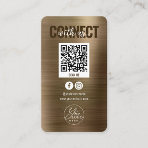 Carte De Visite Metallo Gold Connect avec les médias sociaux améri
