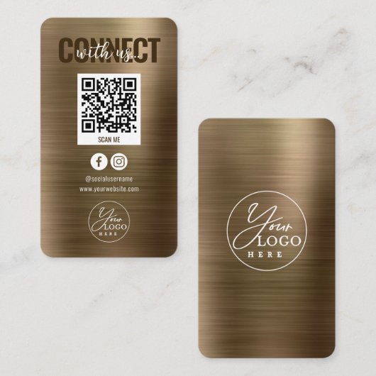Carte De Visite Metallo Gold Connect avec les médias sociaux améri (Devant / Derrière)