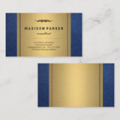 Carte De Visite Métallure en cuir bleu (Devant / Derrière)