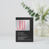 Carte De Visite Métallurgique gris rouge élégant moderne monogramm (Debout devant)