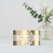 Carte De Visite Métallurgique Poligonal Or Sepia Foxier Floral (Debout devant)