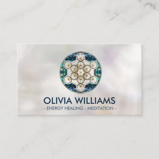 Carte De Visite Métatron's Cube Sacred Geometry - Abalone Shell (Devant)