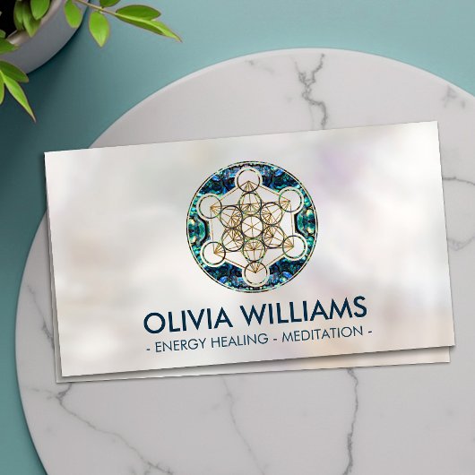 Carte De Visite Métatron's Cube Sacred Geometry - Abalone Shell