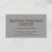 Carte De Visite Météo Prévision drôle Personnalisable (Dos)