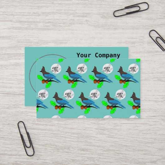 Carte De Visite Metteur Blue Jay Monogram (Devant/Arrière en situation)