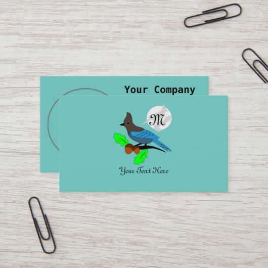 Carte De Visite Metteur Blue Jay Monogram (Devant/Arrière en situation)