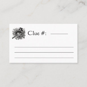 Carte De Visite Meurtre Mystère Dîner Indice