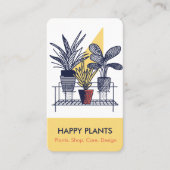 Carte De Visite Mi-siècle Maison moderne Plante Jaune et Bleu (Devant)