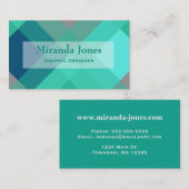 Carte De Visite Mi-siècle mega plaid - turquoise & gris (Devant / Derrière)