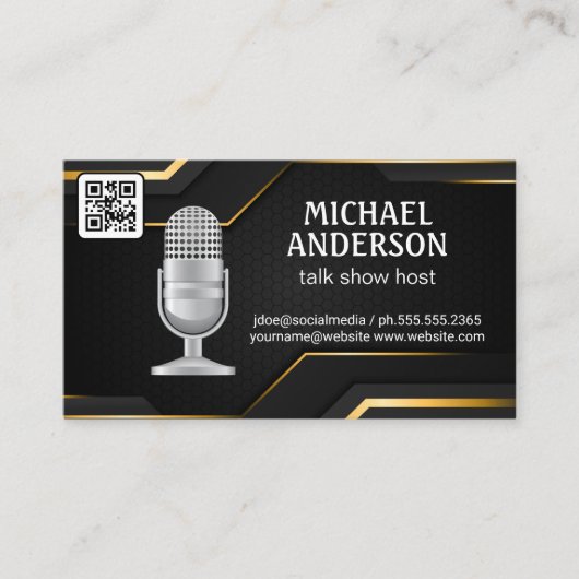 Carte De Visite Mic | Hôte Podcast | Code QR (Devant)