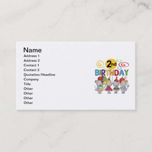 Carte De Visite Mice 2e anniversaire T-shirts et cadeaux (Devant)