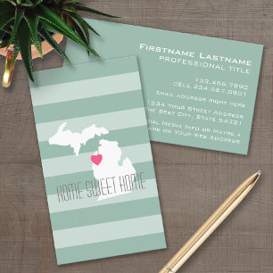 Carte De Visite Michigan Map Accueil Amour de l'état avec coeur pe