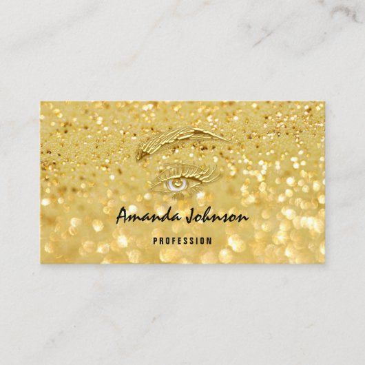 Carte De Visite Micorblading Lash Brows Makeup Logo Gold Glitter (Devant)