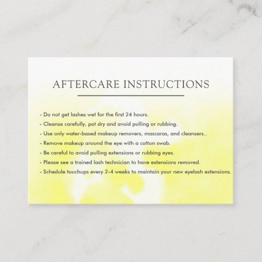 Carte De Visite Microbille d'extension de lash jaune chic (Devant)