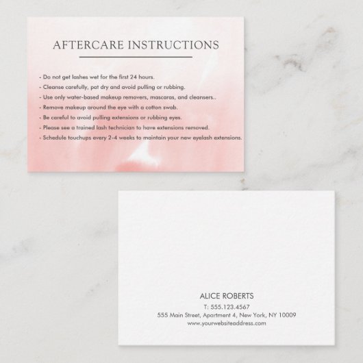 Carte De Visite Microbilles à extension simple à cendre rose (Devant / Derrière)