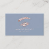 Carte De Visite Microblade Lashes Brows Maquillage Logo Rose Bleu (Devant)