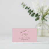Carte De Visite Microblade Lashes Brows Maquillage Logo Rose rose (Debout devant)