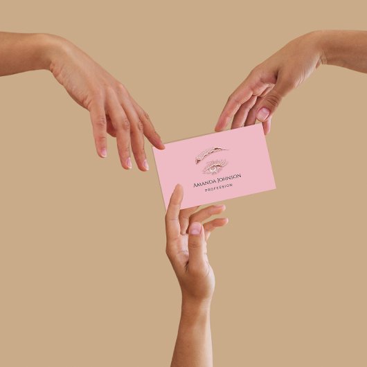 Carte De Visite Microblade Lashes Brows Maquillage Logo Rose rose