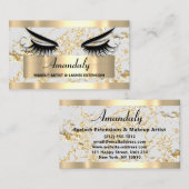 Carte De Visite Microblade Maquillage Eyelash Extension Gold Parti (Devant / Derrière)