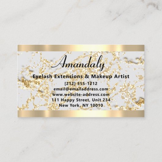 Carte De Visite Microblade Maquillage Eyelash Extension Gold Parti (Dos)