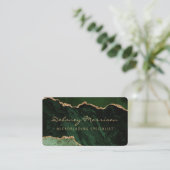 Carte De Visite Microblading Agate Vert Or Arrondi (Debout devant)