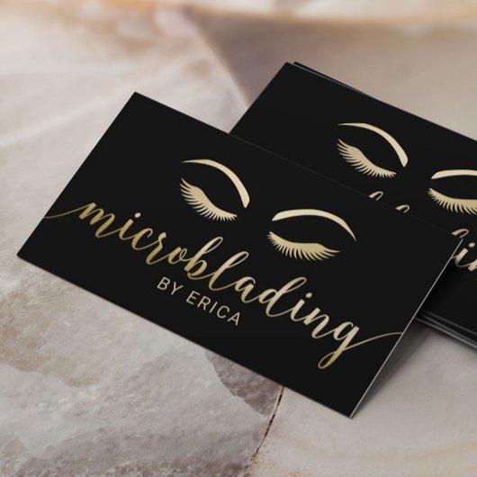 Carte De Visite Microblading Bros Maquillage Artiste Noir & Or