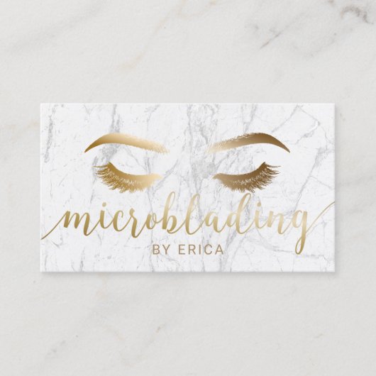 Carte De Visite Microblading Brow maquillage Artiste Gold Script M (Devant)