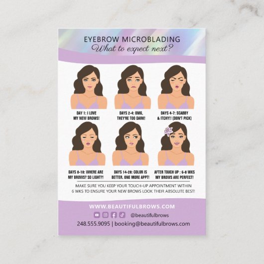 Carte De Visite Microblading Brow post-soins et rendez-vous (Dos)