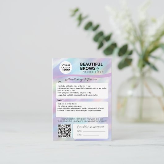 Carte De Visite Microblading Brow post-soins et rendez-vous  (Debout devant)
