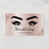 Carte De Visite Microblading Brows Parties scintillant Rose Or (Devant)