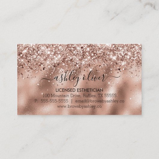 Carte De Visite Microblading Brows Rose Gold Parties scintillant A (Dos)
