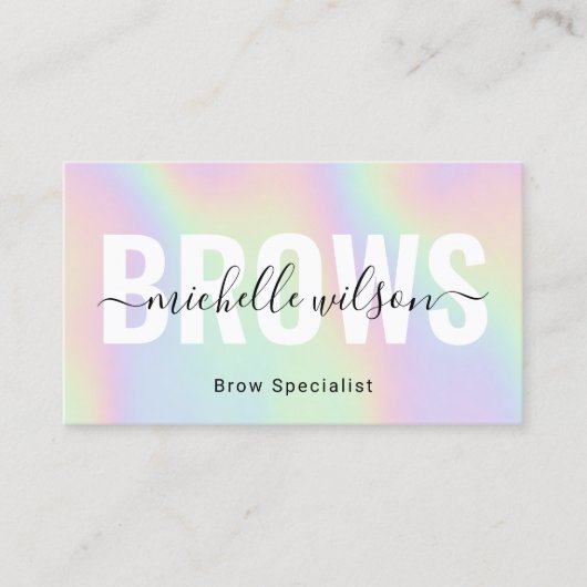 Carte De Visite Microblading Brows Technicien Holographique modern (Devant)
