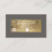 Carte De Visite Microblading chic or typographie gris (Dos)