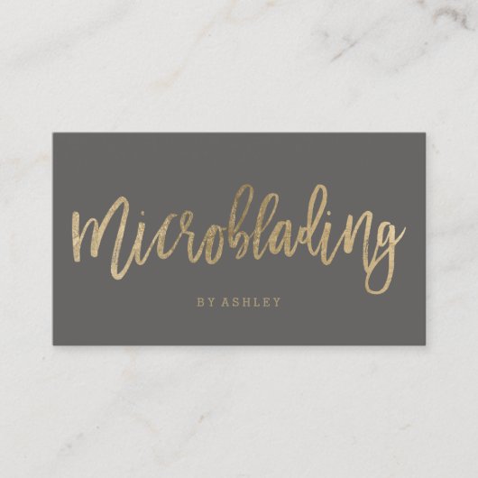 Carte De Visite Microblading chic or typographie gris (Devant)
