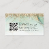 Carte De Visite Microblading Code QR Yeux de Marbre Or Vert (Dos)