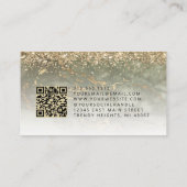 Carte De Visite Microblading Code QR Yeux Marbre Or Vert Olive (Dos)