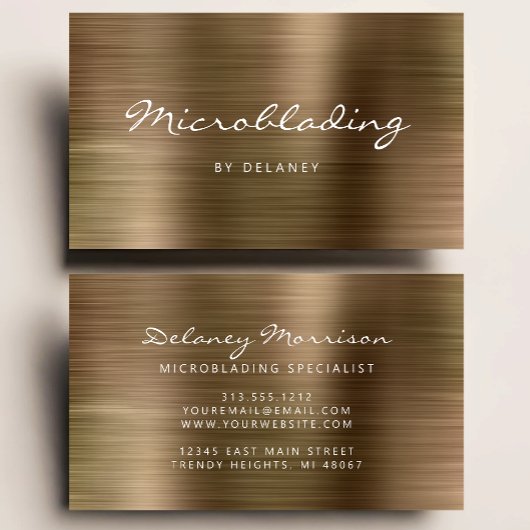 Carte De Visite Microblading de métal brossé or