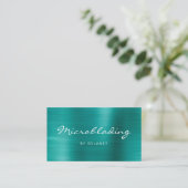 Carte De Visite Microblading de style écriture manuscrite en bleu (Debout devant)