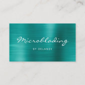 Carte De Visite Microblading de style écriture manuscrite en bleu (Devant)