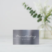 Carte De Visite Microblading écriture métallique brossée argentée (Debout devant)