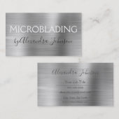 Carte De Visite Microblading en argent brossé de luxe (Devant / Derrière)