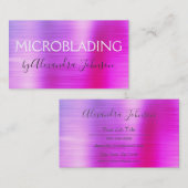 Carte De Visite Microblading en métal brossé rose pastel (Devant / Derrière)