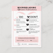 Carte De Visite Microblading Eyebrow Instructions de soins postéri (Dos)