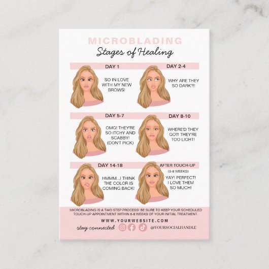Carte De Visite Microblading Eyebrow Instructions de soins postéri (Devant)