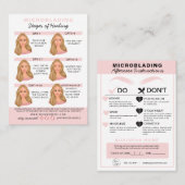 Carte De Visite Microblading Eyebrow Instructions de soins postéri (Devant / Derrière)