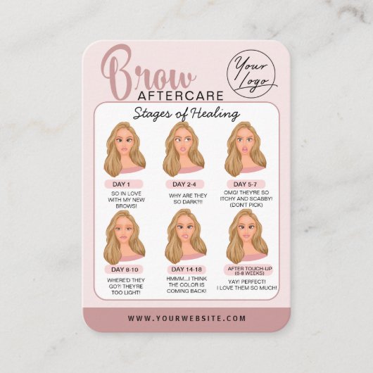 Carte De Visite Microblading Eyebrow Instructions pour les soins p (Devant)