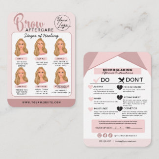 Carte De Visite Microblading Eyebrow Instructions pour les soins p
