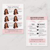 Carte De Visite Microblading Eyebrow Instructions pour les soins p (Devant / Derrière)