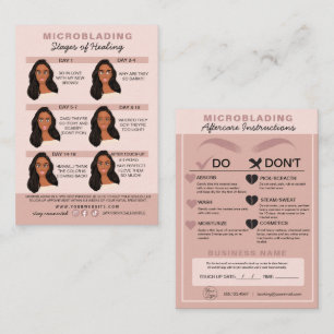 Carte De Visite Microblading Eyebrow Instructions pour les soins p