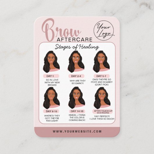 Carte De Visite Microblading Eyebrow Instructions pour les soins p (Devant)